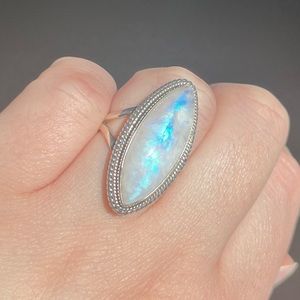 Sterling Silver Natural Moonstone Statement Ring size 7